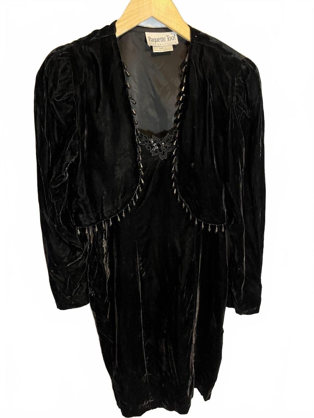 BYER TOO California VTG Y2K 90s Dress 6 Jacket Whimsigoth Velvet Beads Holiday